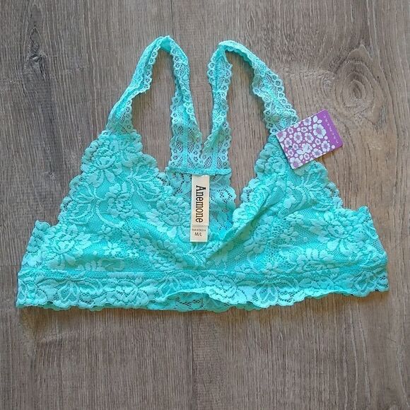 Lace Racer Back Bralette Blue S/M - Picture 5 of 7